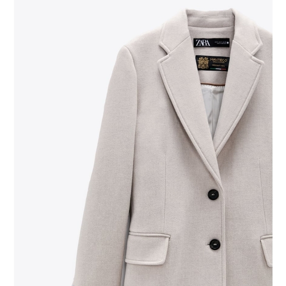 NWT ZARA WOOL COAT STONE COLOR - Picture 2 of 15